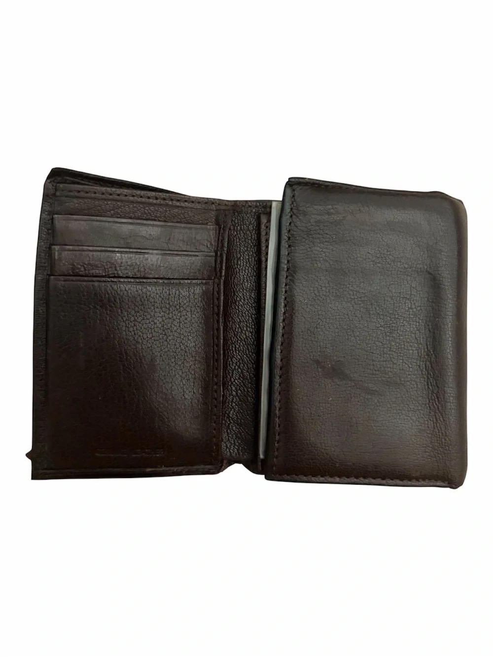 Claiborne Men's Trifold Leather Wallet - Dark Brown